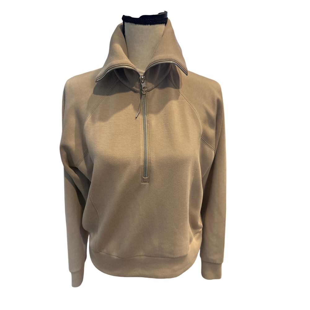 ⭐️ Women’s Spanx Beige Half Zip Scuba Sweatshirt. Size XS Oversized Athleisure